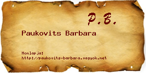 Paukovits Barbara névjegykártya